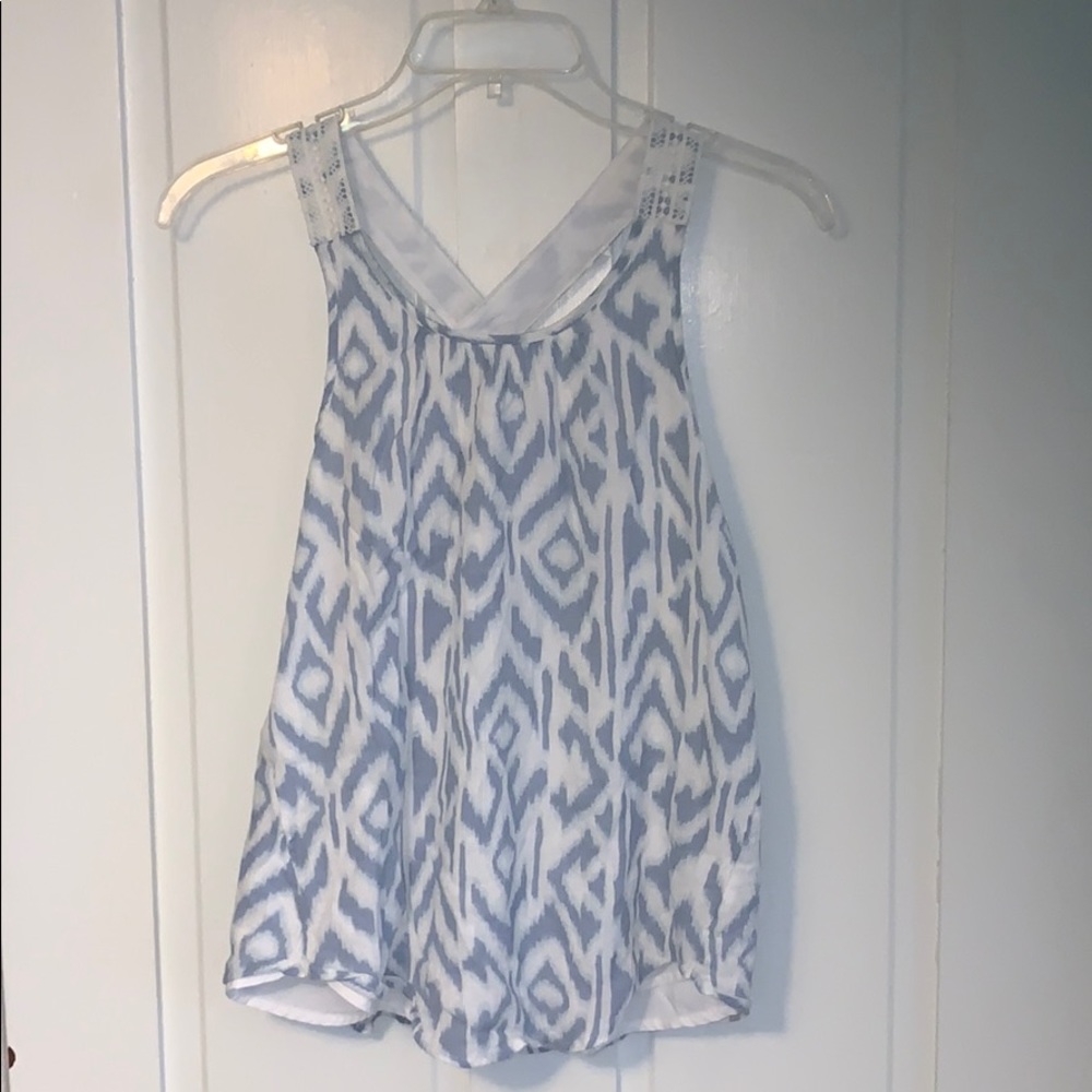 COPY - Youth blue and white top with Lacey straps